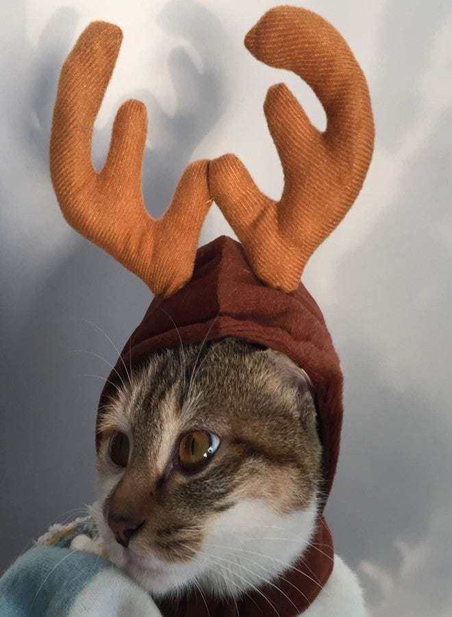 MOHYS Cat Elk Hat Reindeer Antler Cap Christmas Kitten Costume Accessories for Xmas Theme Dress Up Halloween Party - Image 3